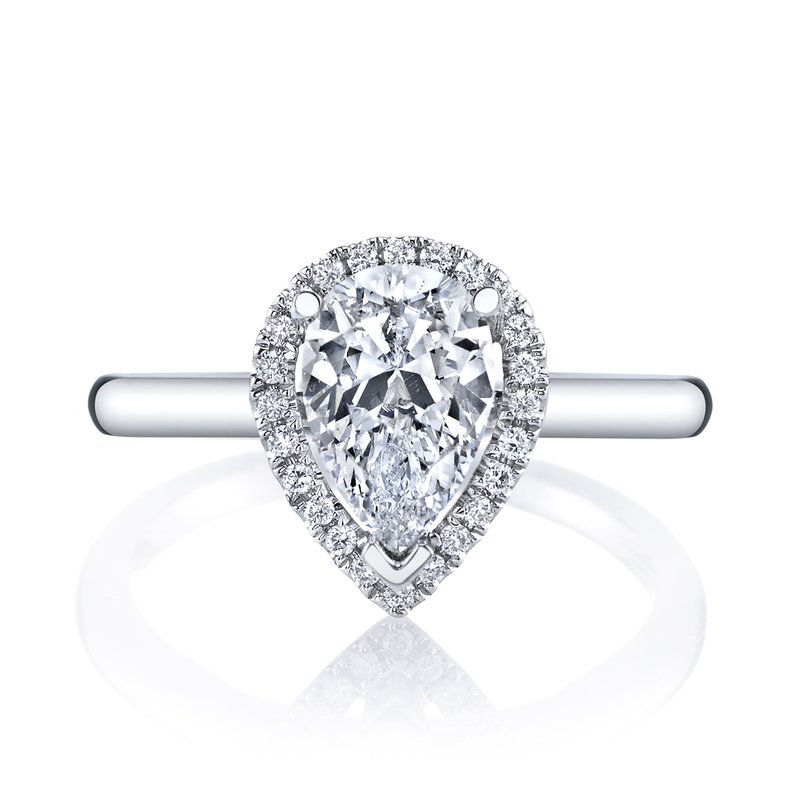 Thumbnail: 2ct Pear Shaped Cathedral Engagement Ring