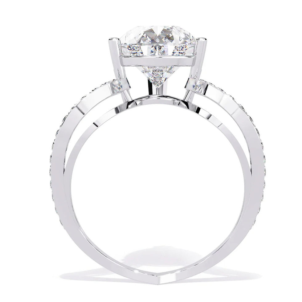 Thumbnail: Suspended 3ct Lab-Grown Pear Diamond Ring