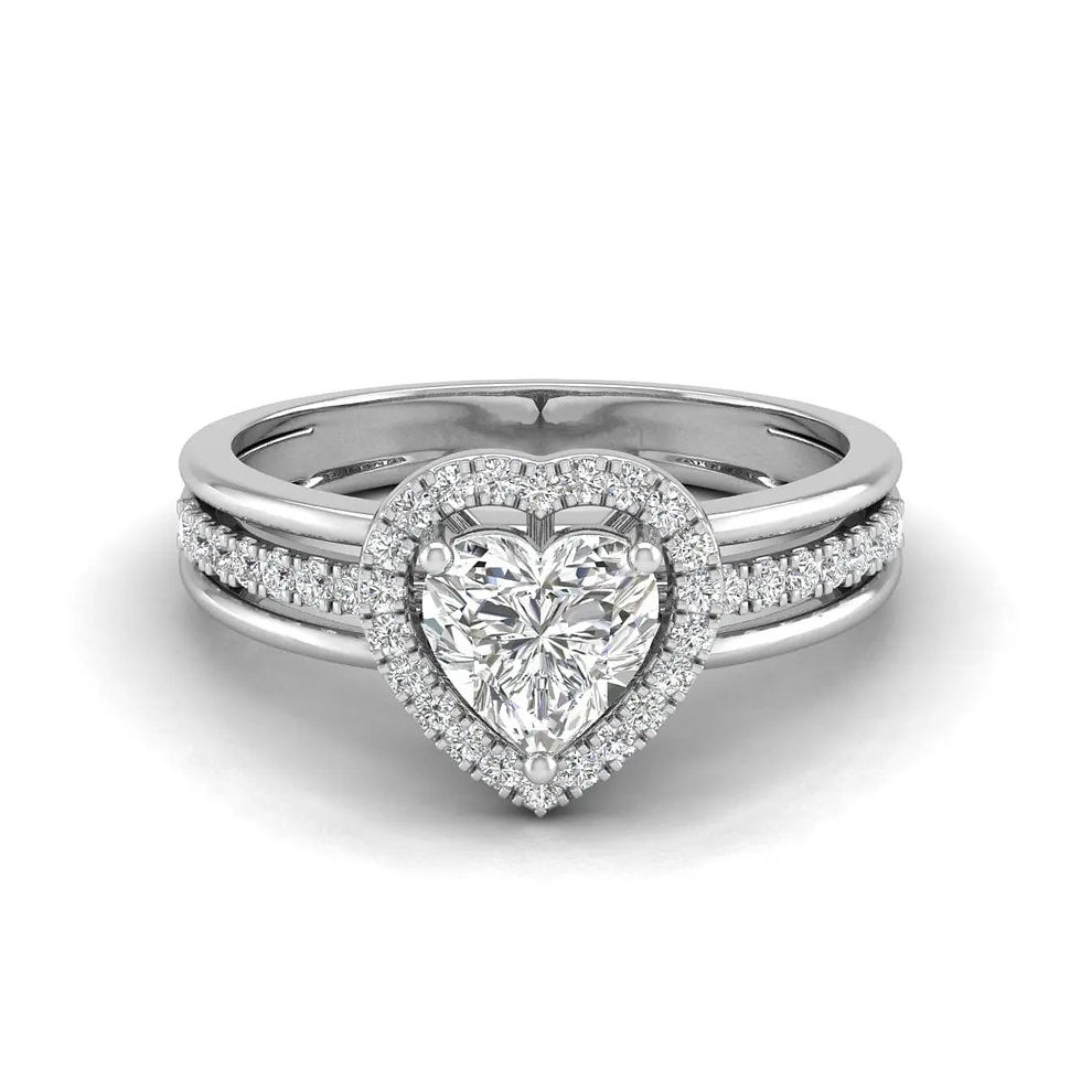 Thumbnail: 1.5ct Centre Heart Diamond Ring with halo and pave diamonds