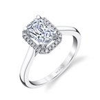 Thumbnail: 1.5ct Radiant cut diamond Engagement Ring with halo and pave diamonds