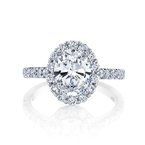 Thumbnail: 3ct Oval Brilliant Cut Engagement Ring with Halo and Pave' Diamonds
