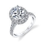 Thumbnail: 3ct Oval brilliant cut diamond Engagement Ring Cathedral and Halo
