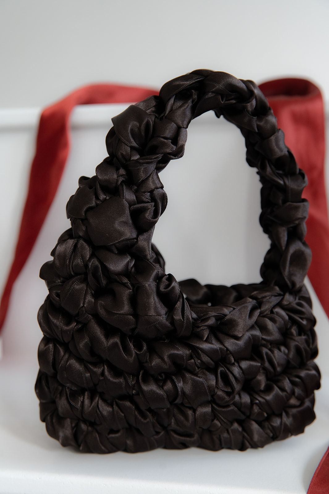 Elephant satin bag handmade in brown by Nodo Budapest