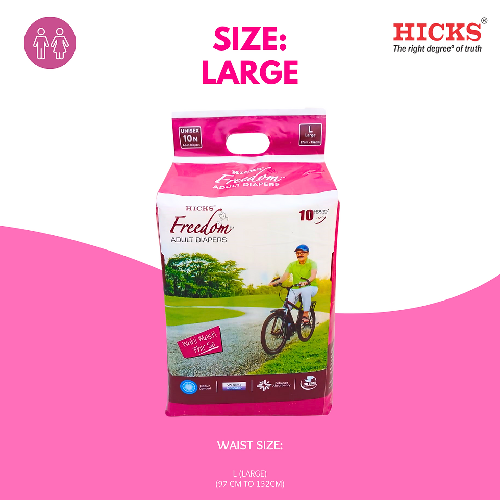 Thumbnail: Hicks Freedom Adult Diapers - Large (97-152cm / 38"-60" Waist)
