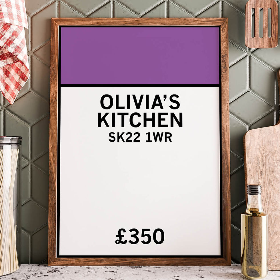 Custom wall art with postcode and amount – bold retro typography