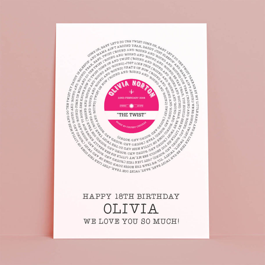 vinyl record song lyrics poster