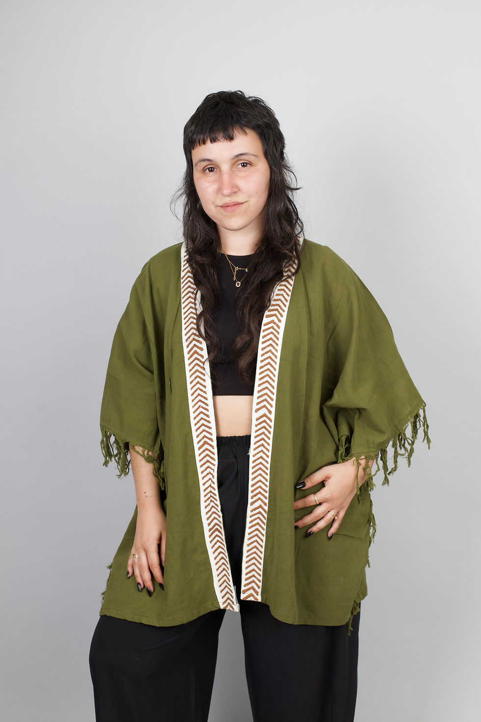 Miniatura: Green Fringes Kimono