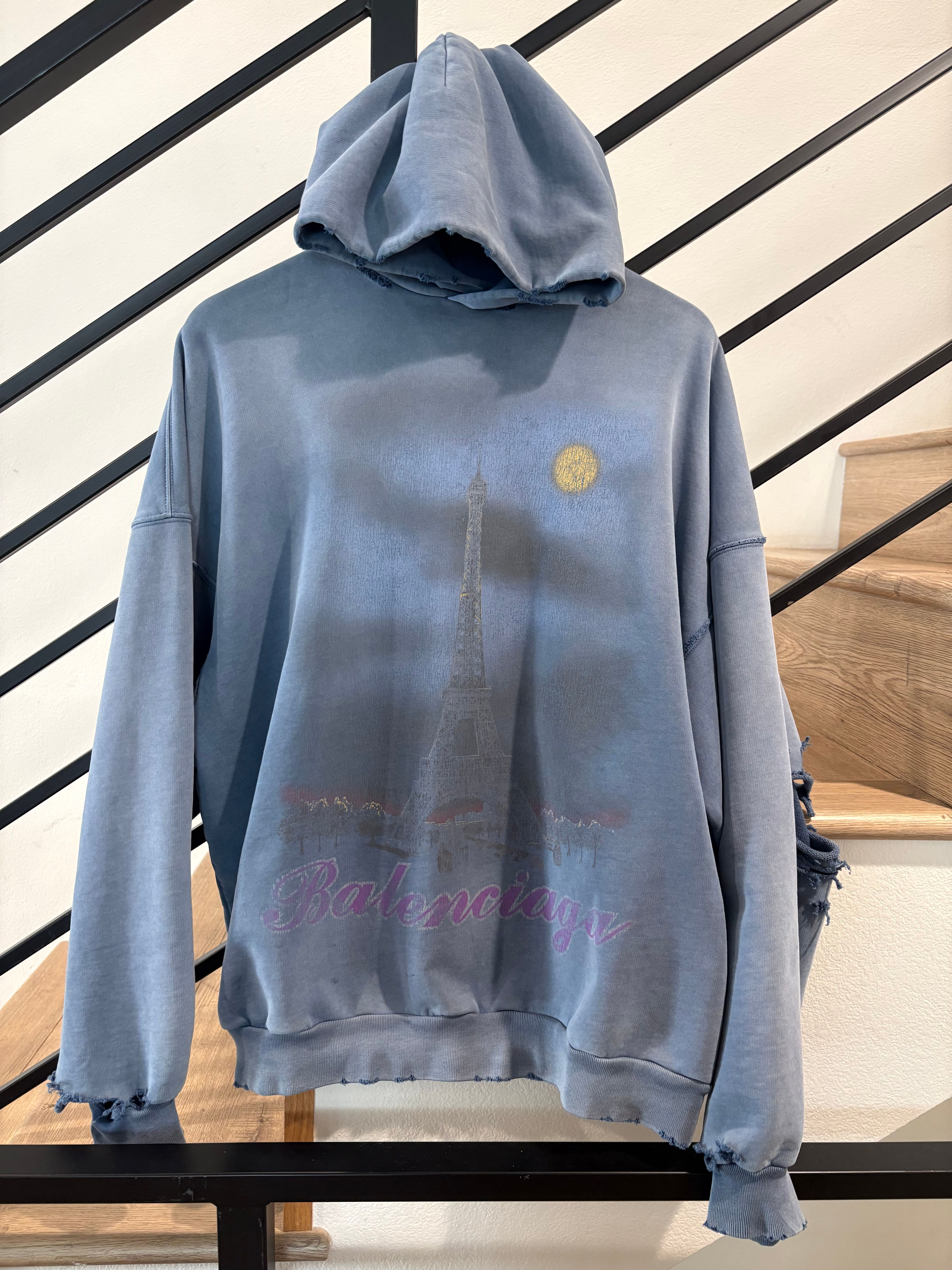 Balenciaga 2023 Paris Hoodie Blue Sz 1/S