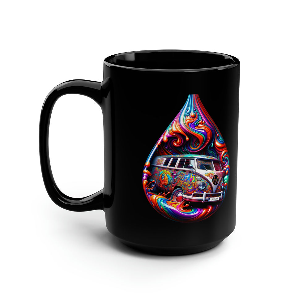Thumbnail: Retro Bus in a Drop Black Mug, 15oz