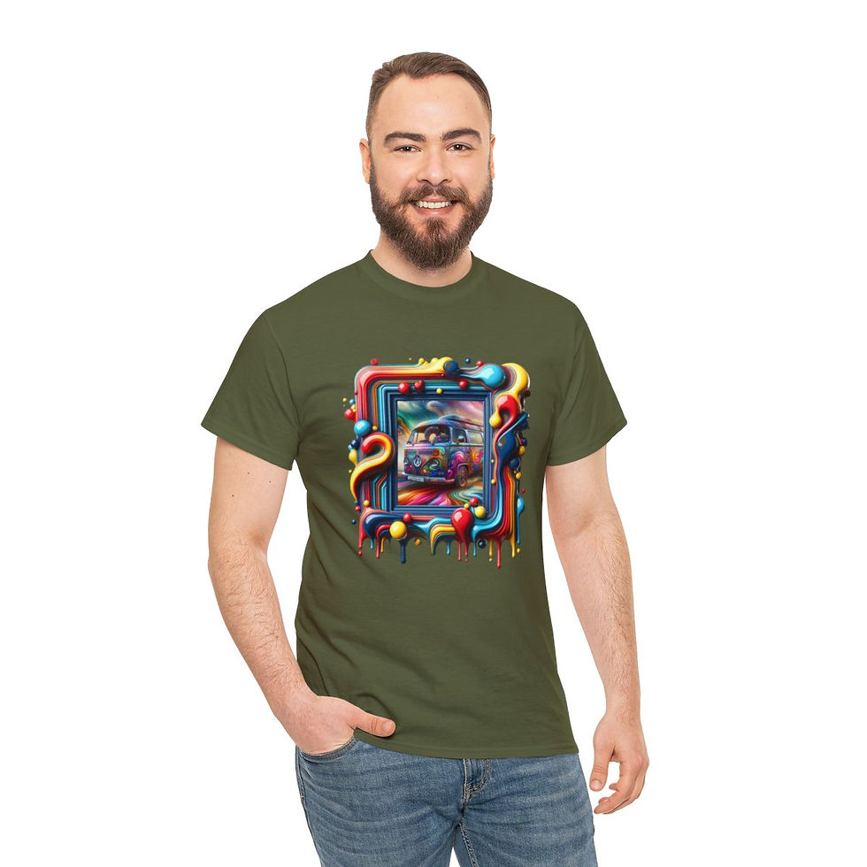 Thumbnail: Retro Bus Framed Unisex Heavy Cotton Tee