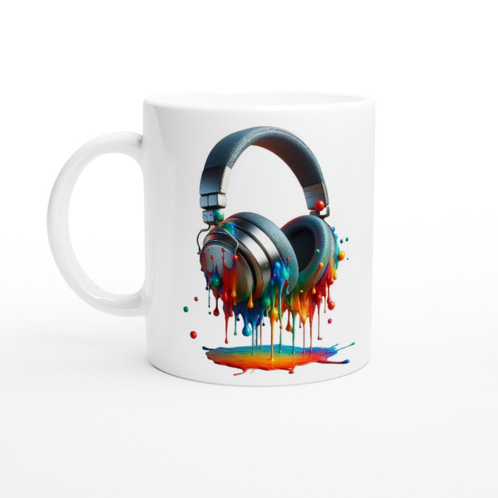 Headphones full of colours White 11oz Ceramic Mug