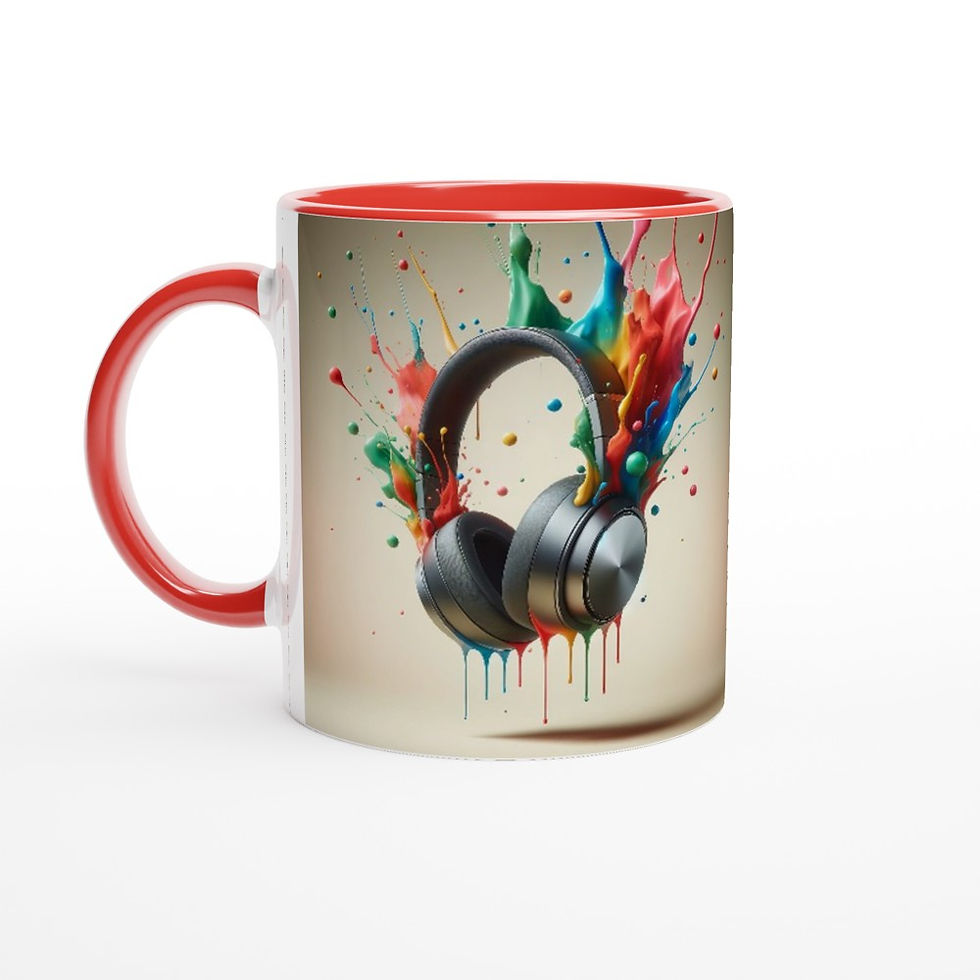 Thumbnail: Headphones full of colours V2 - White 11oz Ceramic Mug with Color Inside