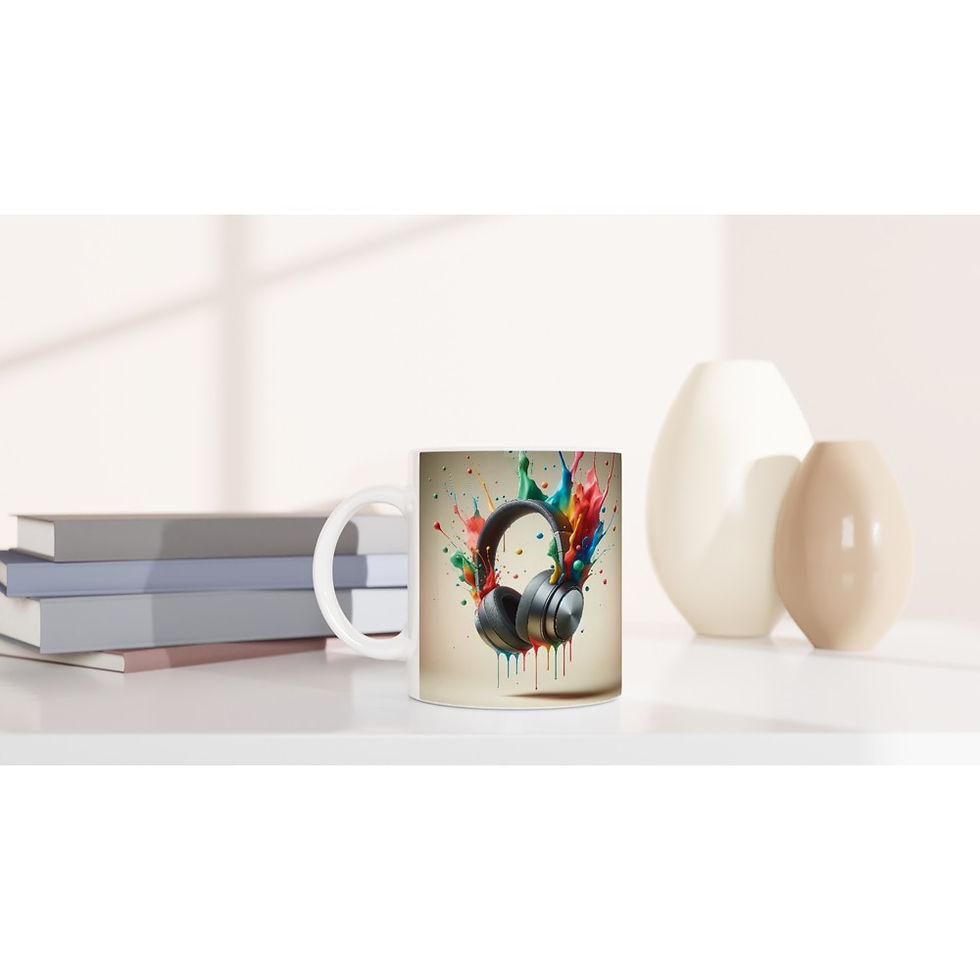 Thumbnail: Headphones full of colours V2 - White 11oz Ceramic Mug