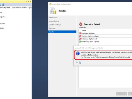 Azure SQL Error – “The model version ’3.5’ is not supported”