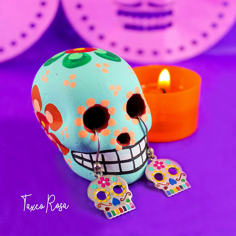 Küçük resim: Aretes colgantes  calavera de azúcar