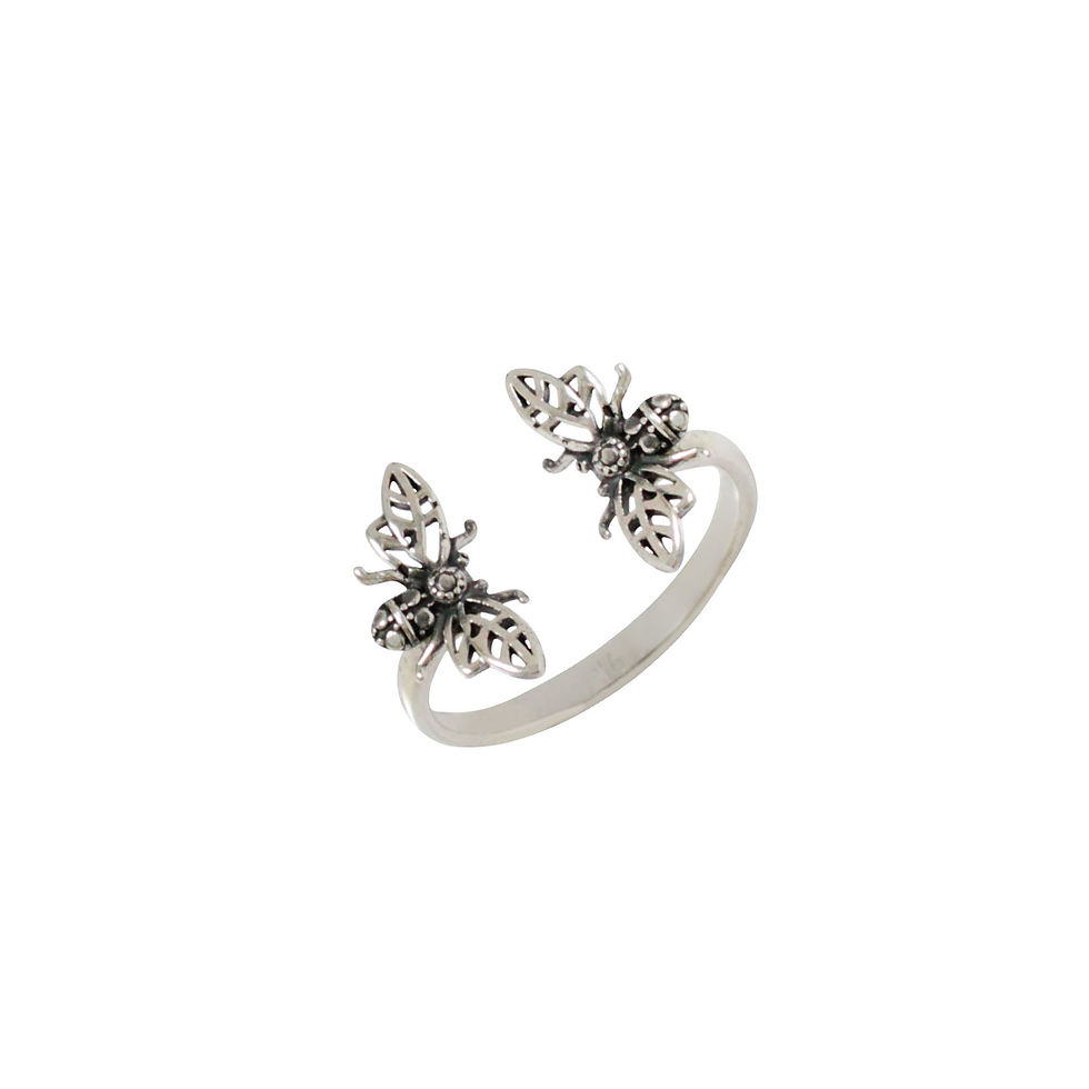 Miniatura: Anillo ajustable con diseño de abeja. Plata 925