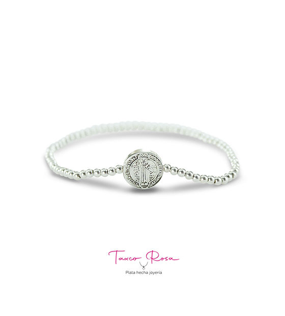Pulsera Ajustable Con Medallas De San Benito Plata Ley 925 | Envío gratis Pulsera Ajustable Con Medallas De San Benito Plata Ley 925 | Envío gratis