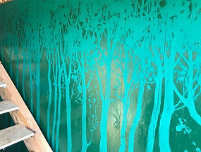 Forest on stairs wall