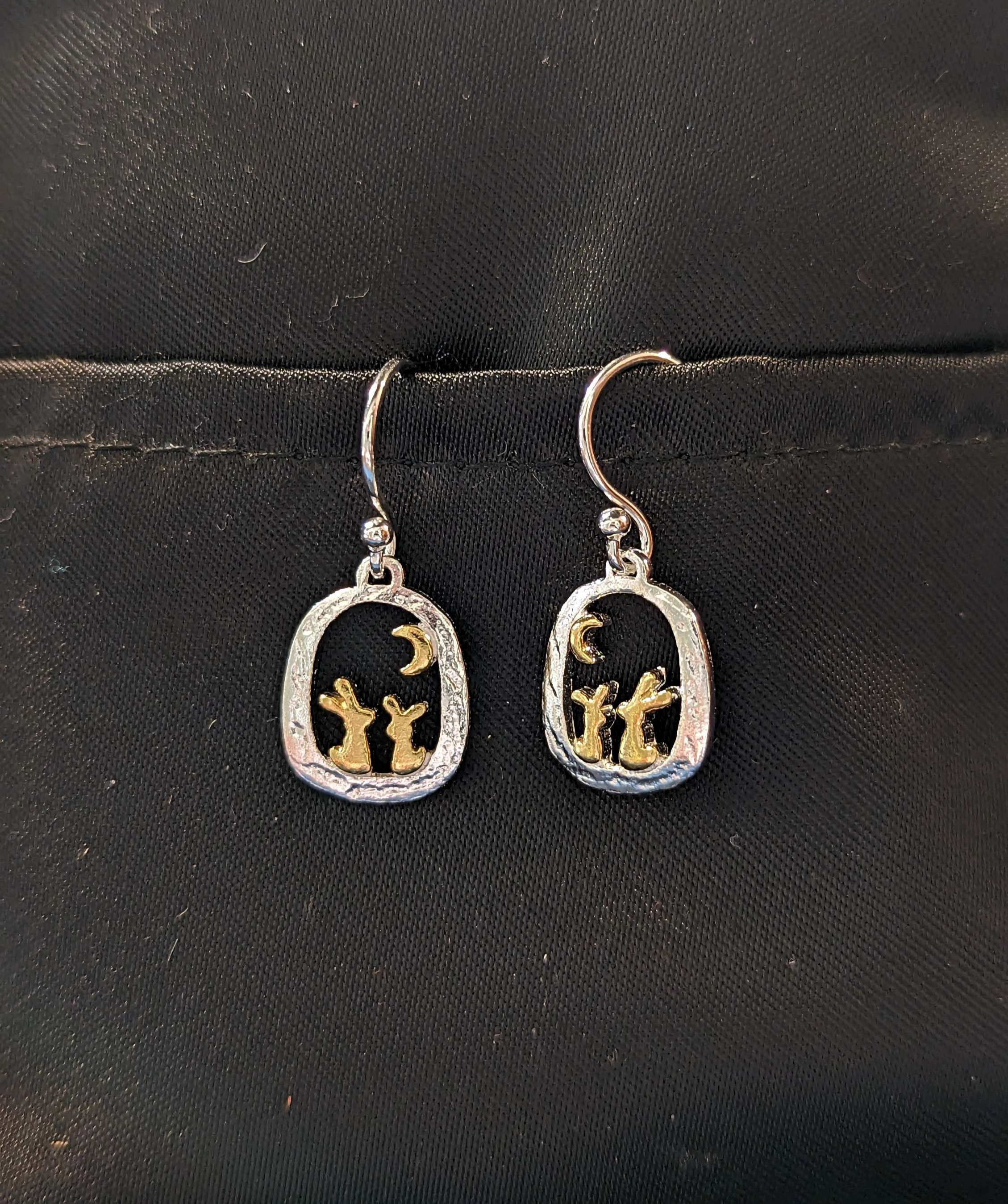 Moonlit Rabbit Drop Earrings