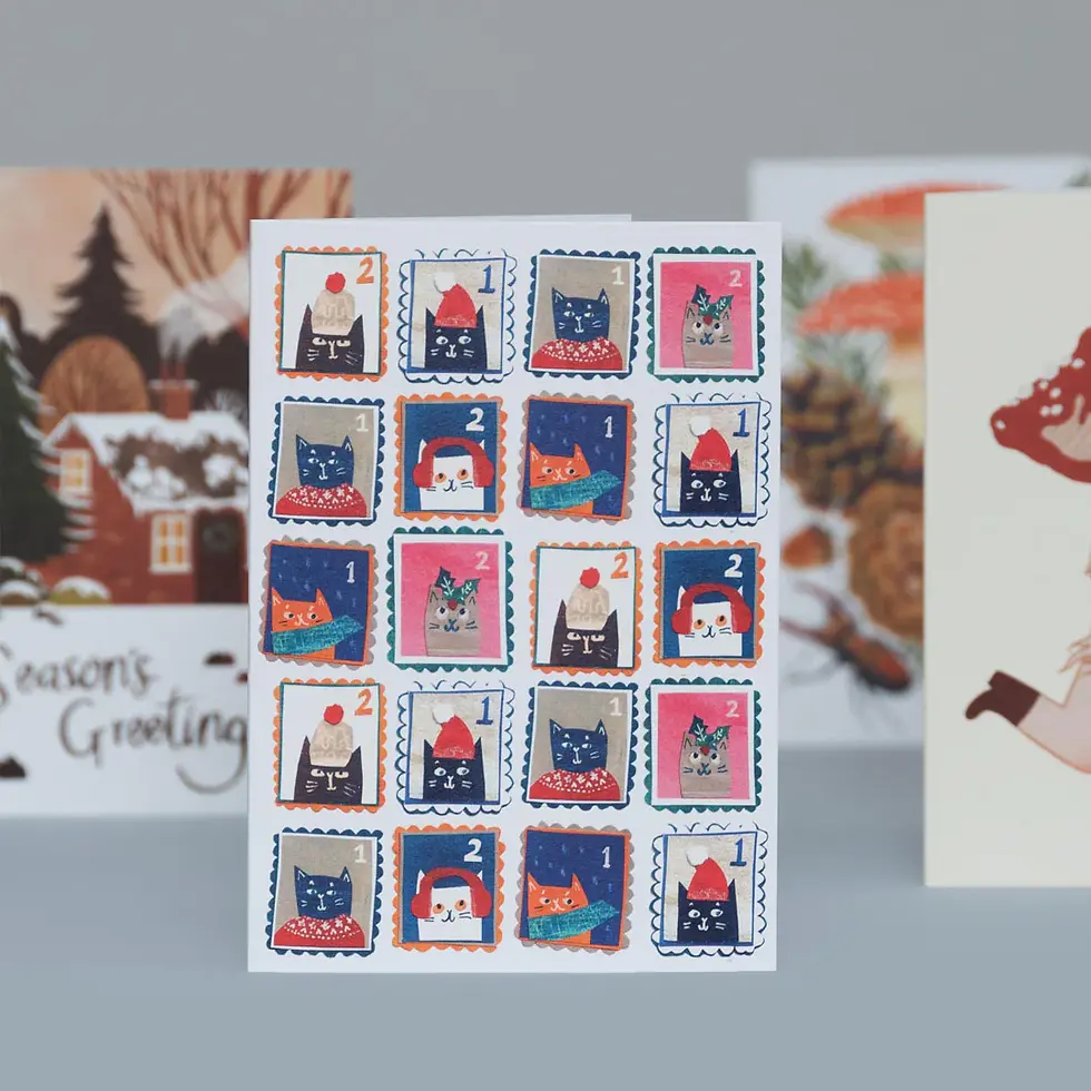 Thumbnail: Christmas Cat Stamp Collection Card