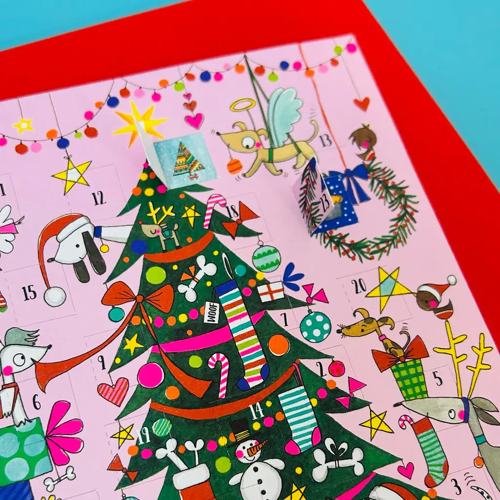 Christmas Tree Dogs Advent Calendar Card