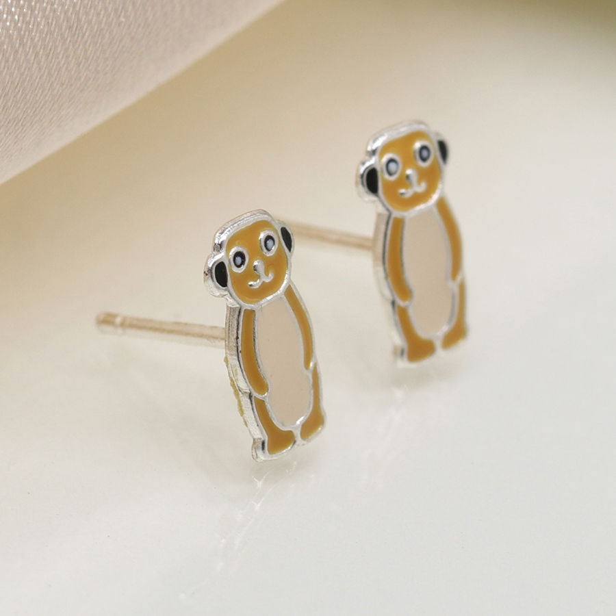Enamel Meerkat Stud Earrings