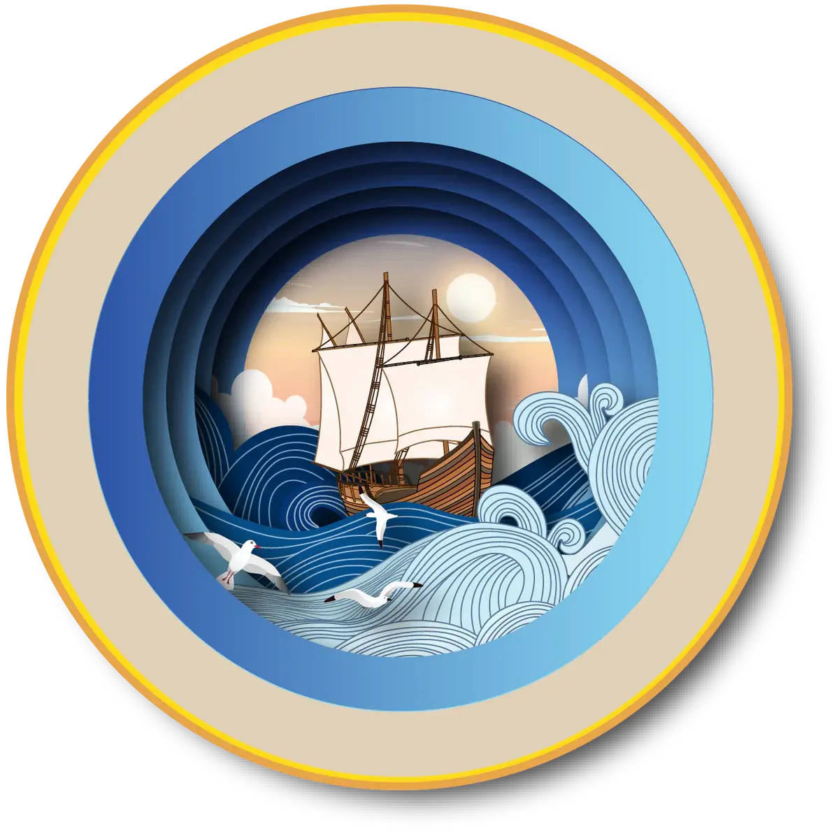 Boat on Sea Cup of Tea Pop Up Card