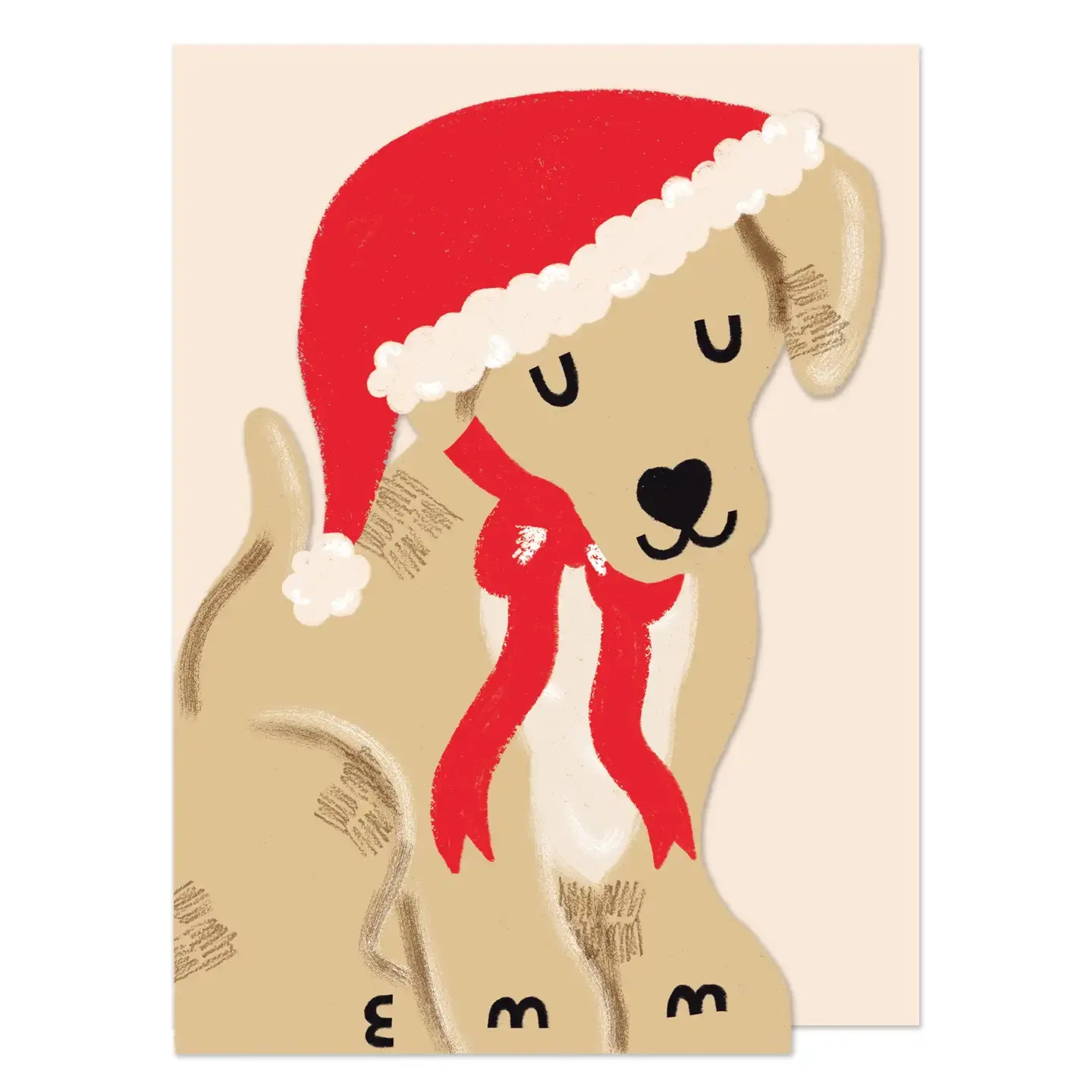 Golden Christmas Puppy Shaped Mini Card