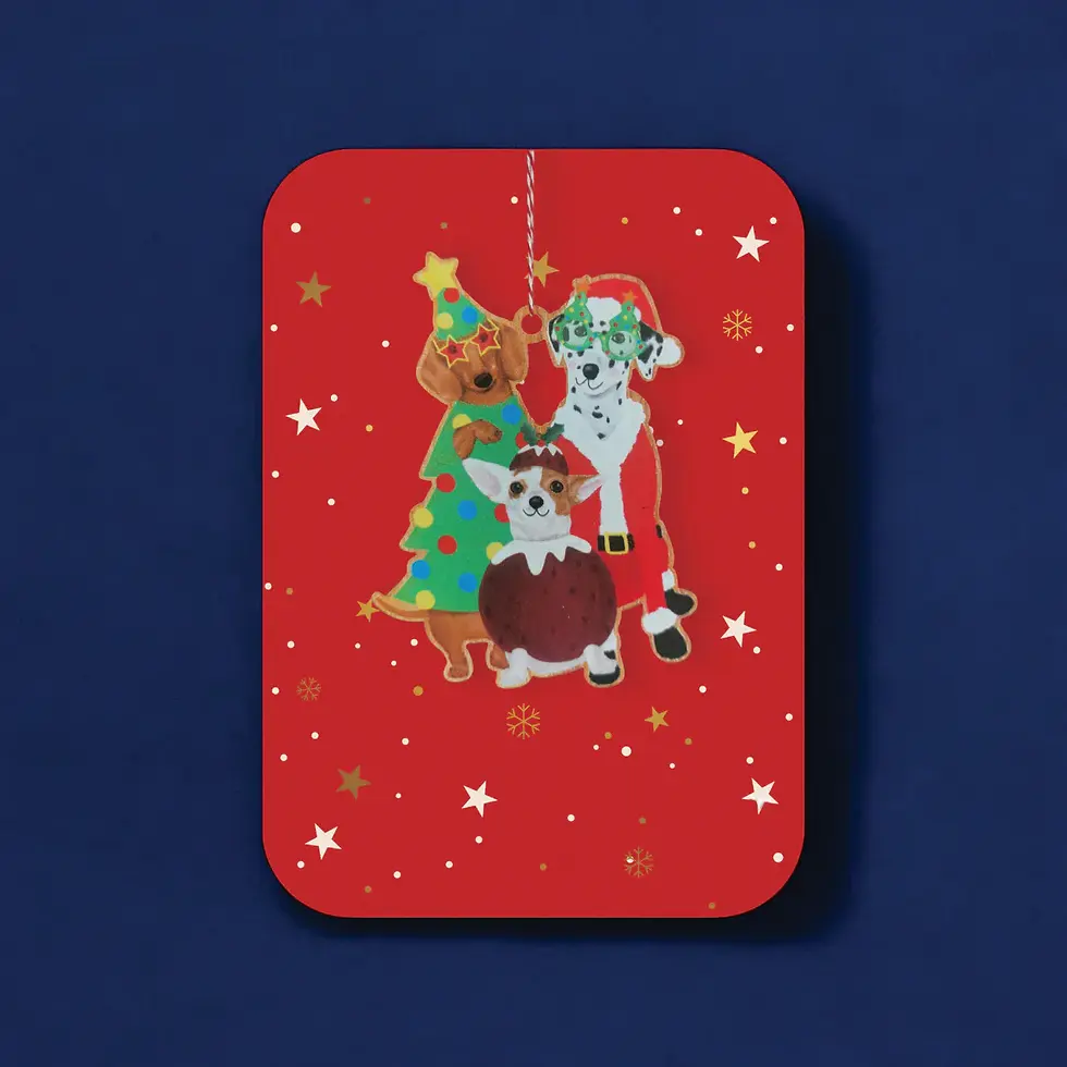 Festive Dogs Christmas Card and Decoration