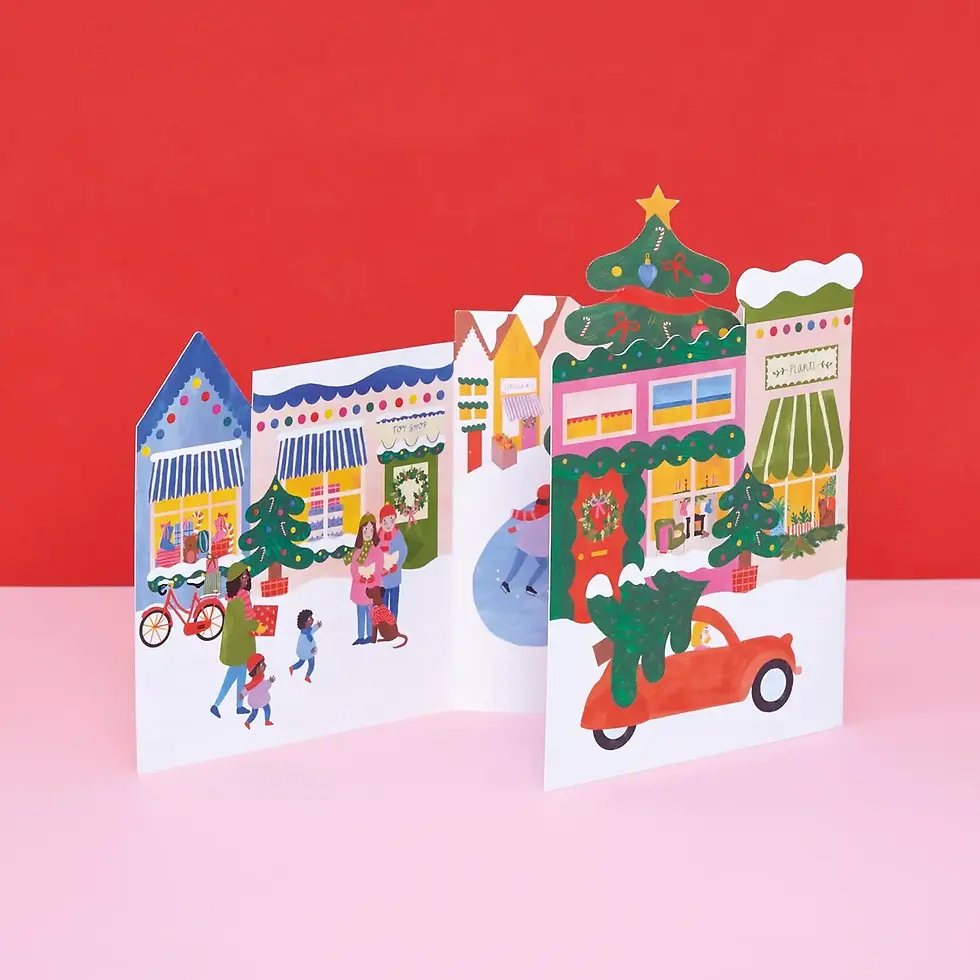 Thumbnail: Merry Christmas 3-D Town Spectacle Christmas Card