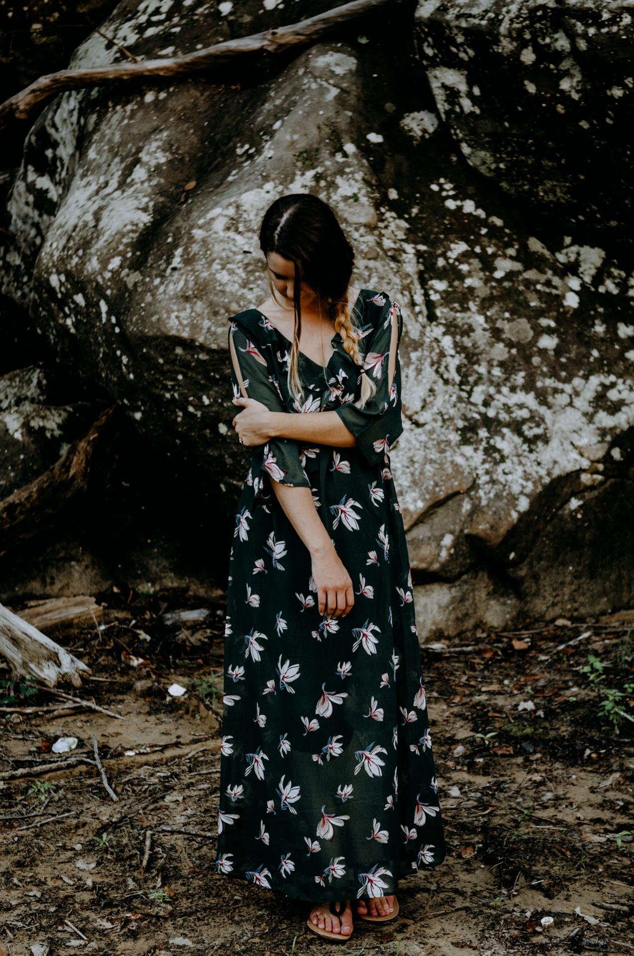 green floral dress