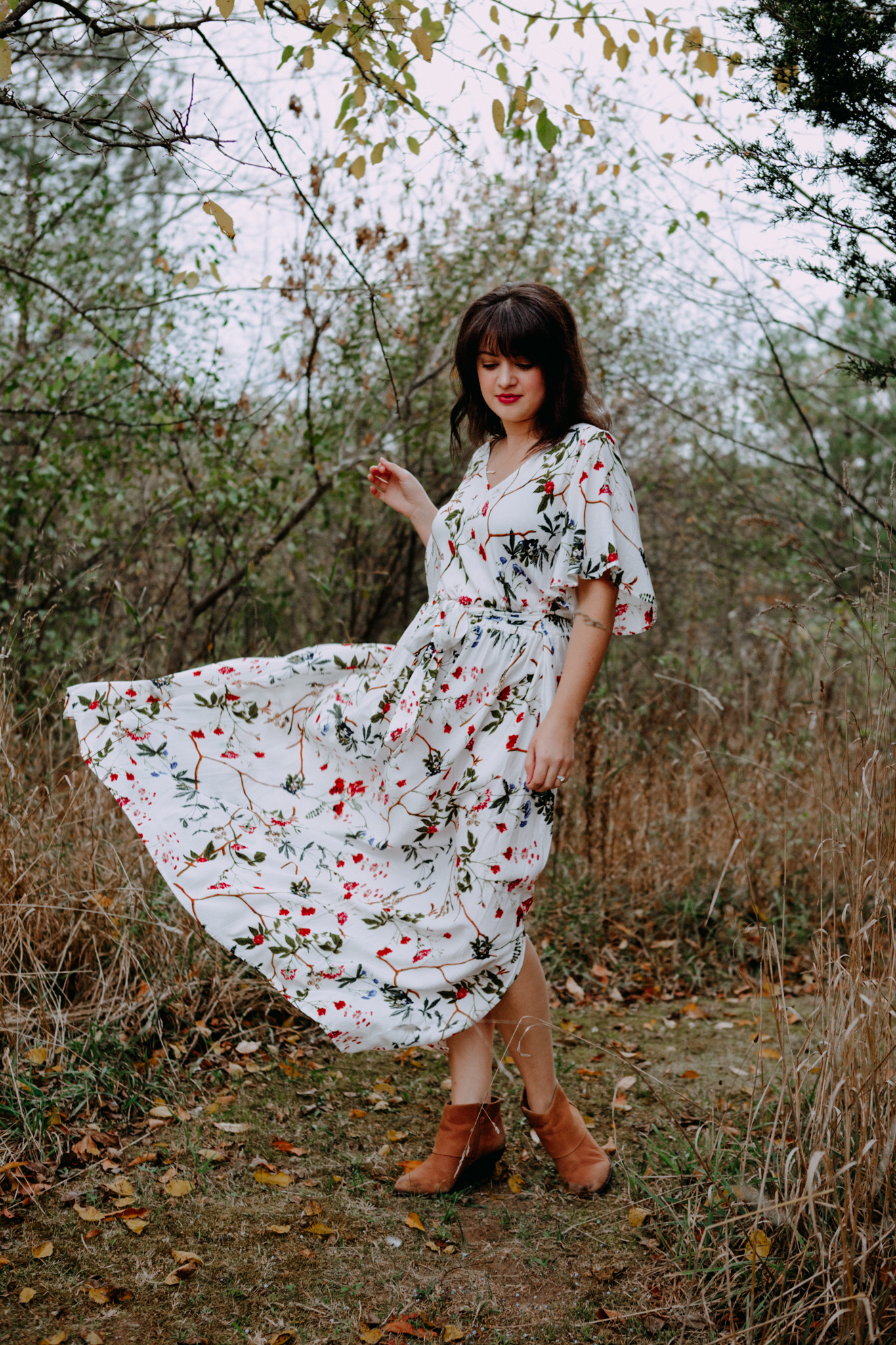 white floral dress