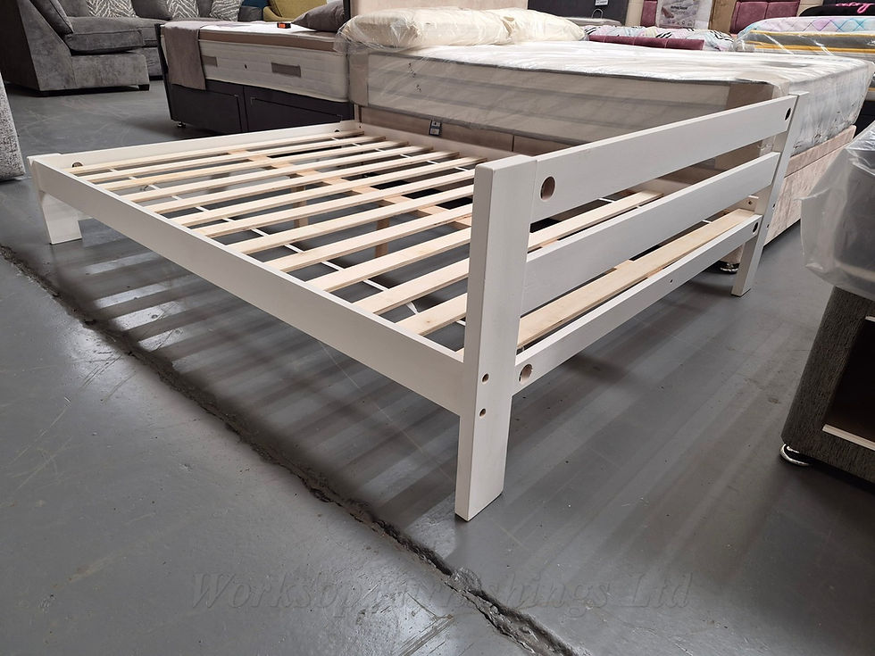 Thumbnail: White Wooden Double Bed Frame
