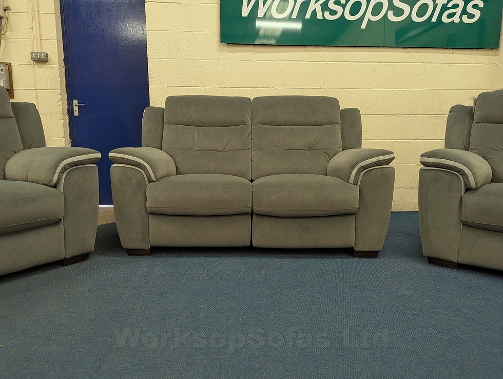 Thumbnail: 'Brittany' Sage Green Fabric 2 Seater Sofa And 2x Chairs
