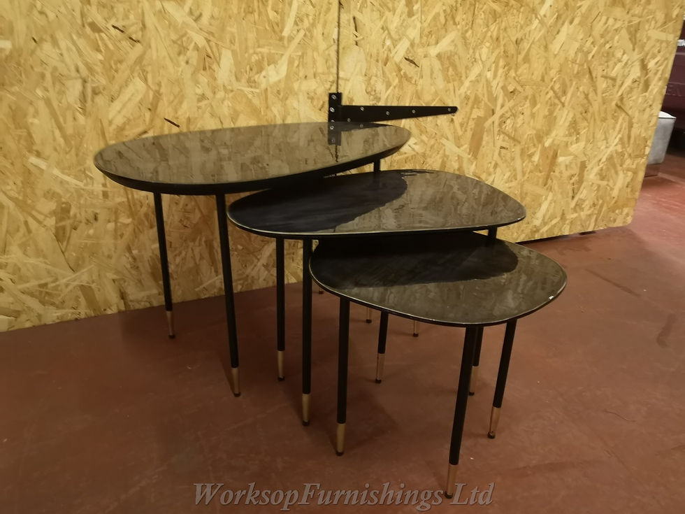 Kaveri Nest Of 3x Black And Gold Tables