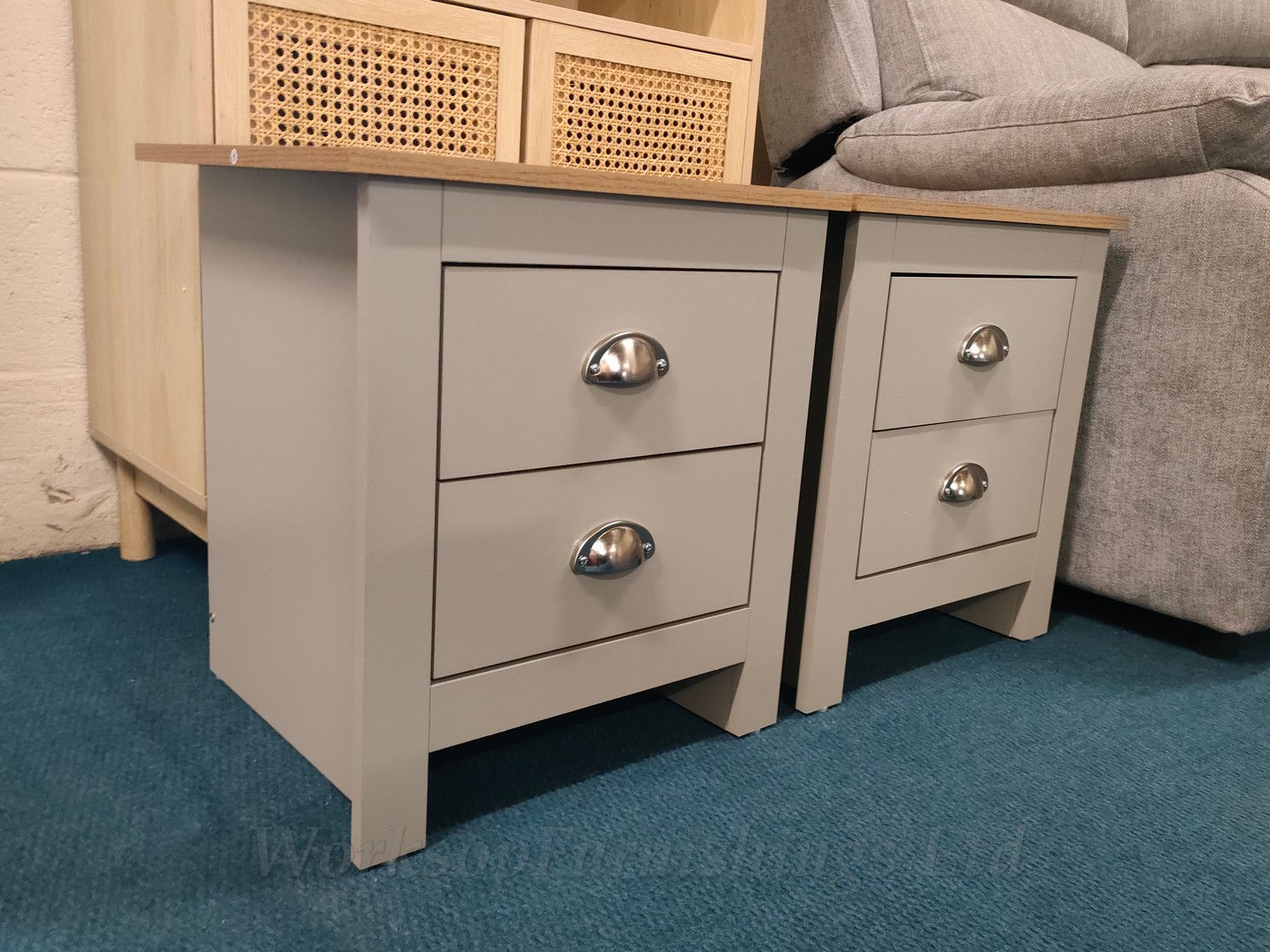 'Lancaster' Pair Of Grey Bedside Drawers