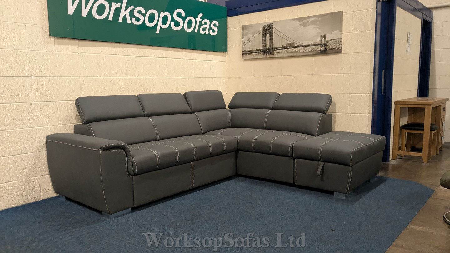 'Nevada' Corner Sofa Bed In Grey Right Hand