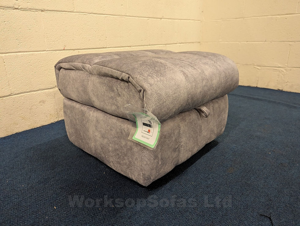 Thumbnail: 'Moreno' Plush Grey Fabric Footstool
