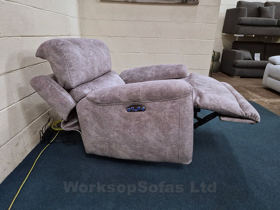 Thumbnail: 'Rocco' Grey Fabric Power Recliner Armchair