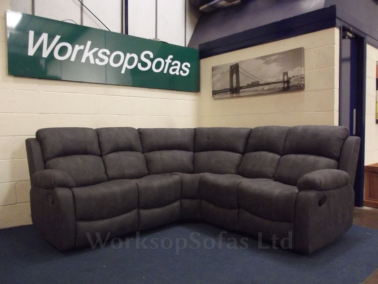 Alaska Grey Reclining Corner Sofa