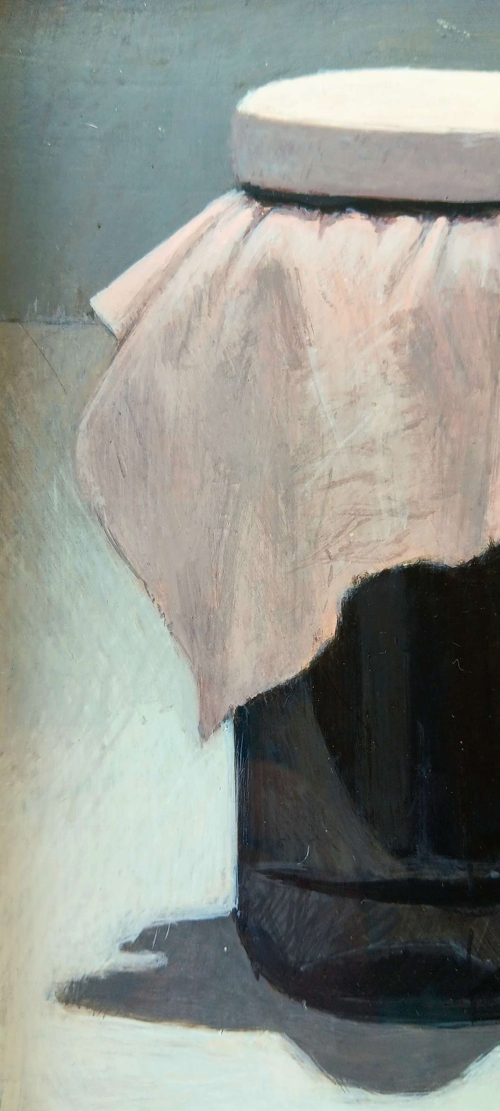 Thumbnail: Pink cloth, egg Tempera prepared paper, 270x220x35, repurp  frame, p&p not incl