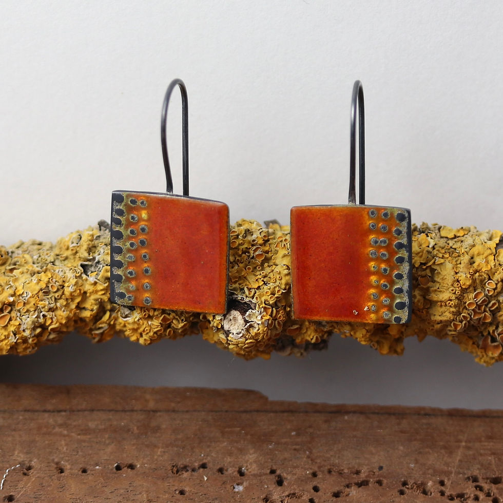 Thumbnail: New Lichen Square Earrings - Burnt Orange