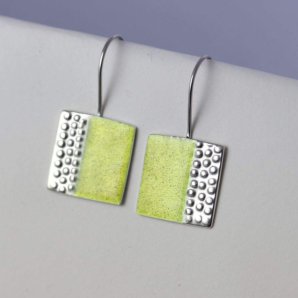 Thumbnail: New Lichen Square Earrings - Spring Green