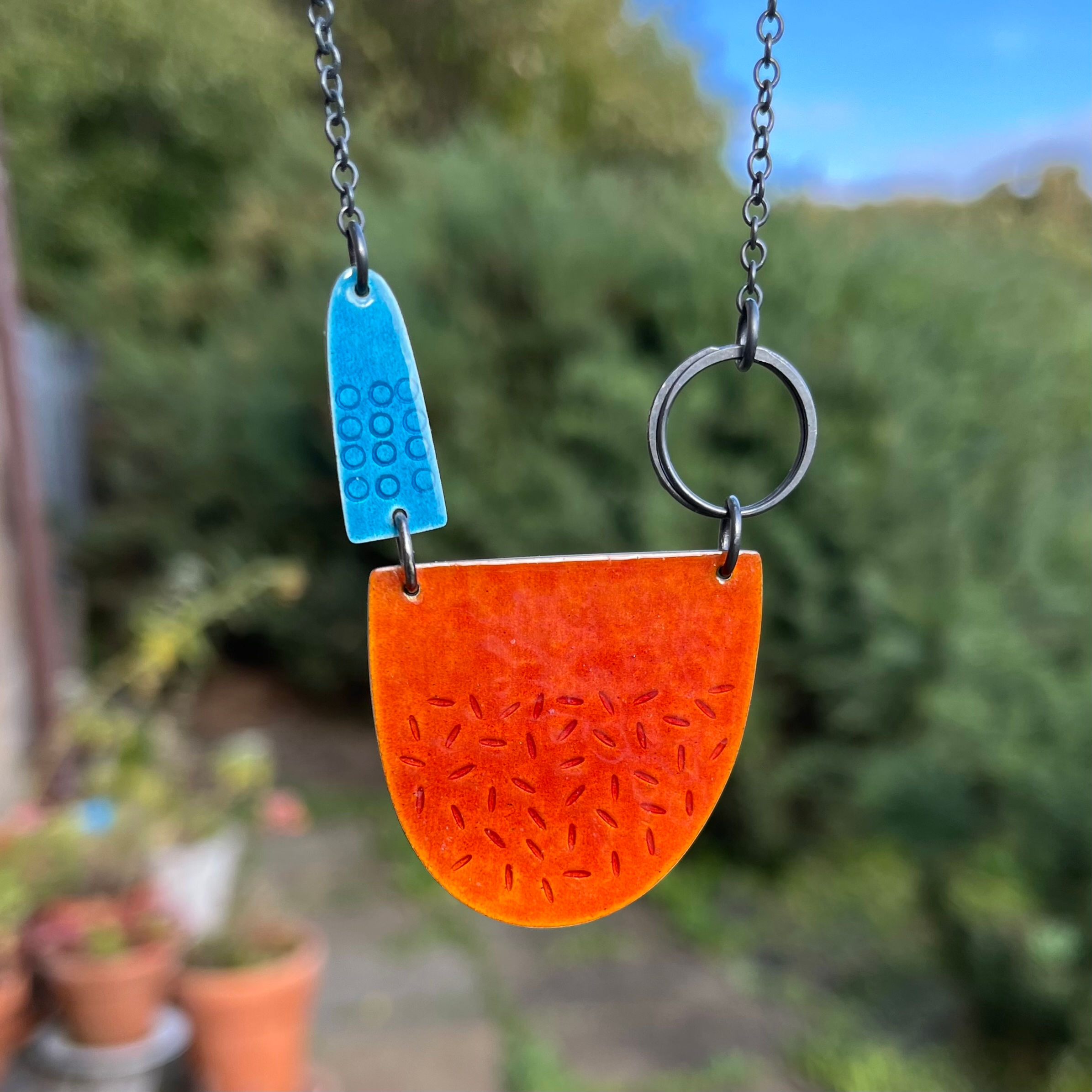 Tidal Necklace - Burnt Orange and Teal