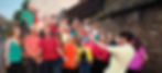 Choir on steps singing