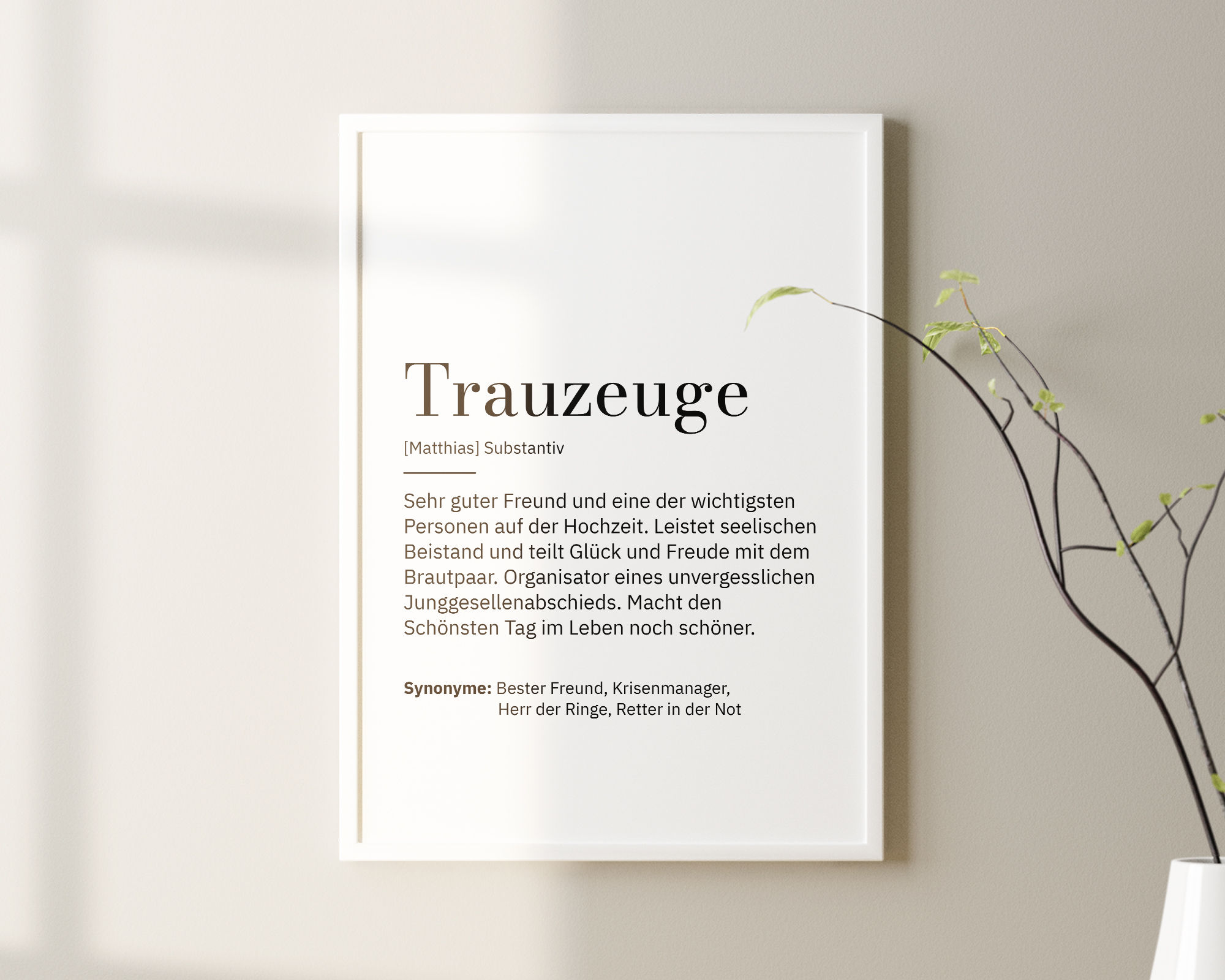 Trauzeuge ❤ Personalisiertes Liebes Poster
