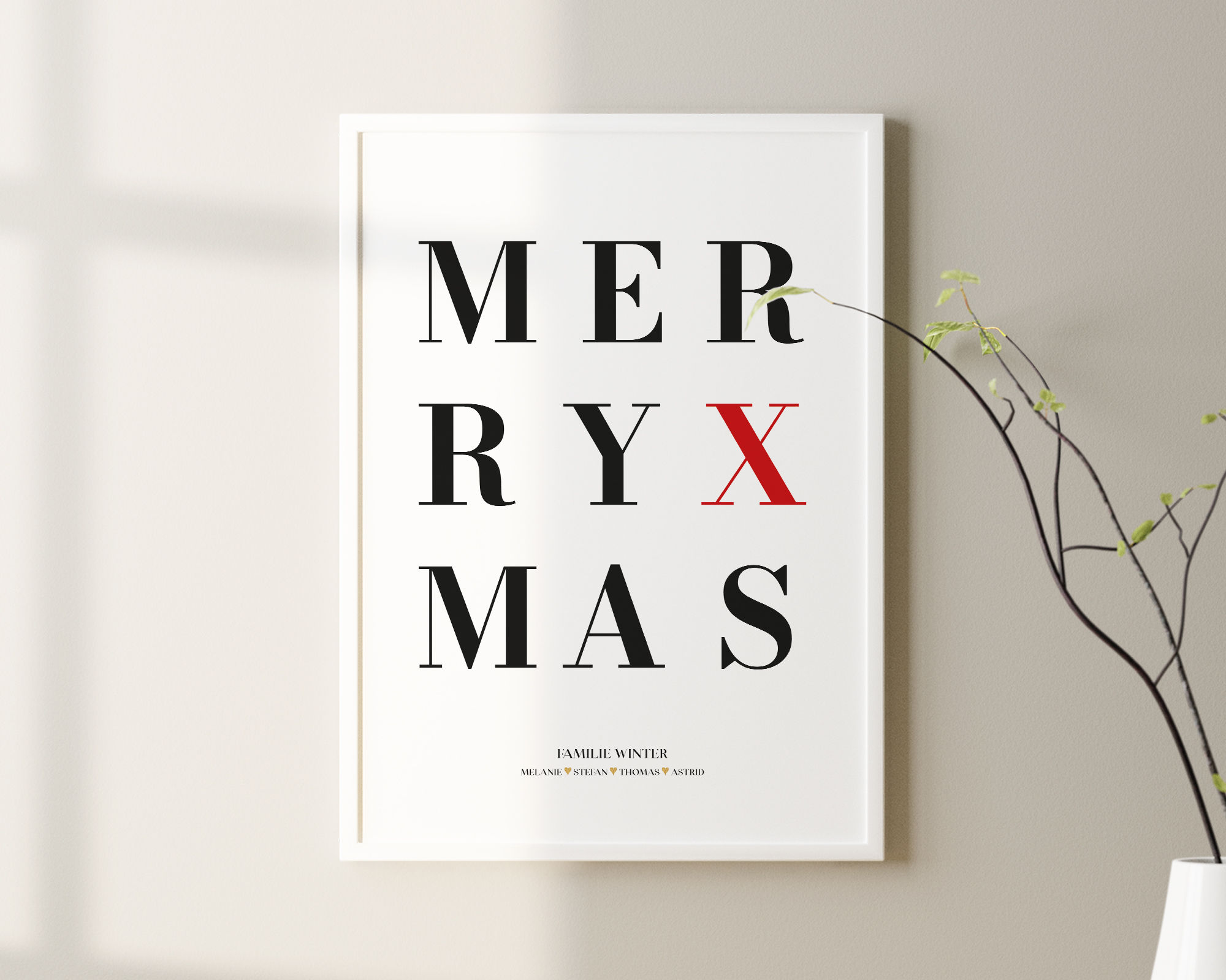 Merry X-Mas Typografie  ❤ Personalisiertes Poster