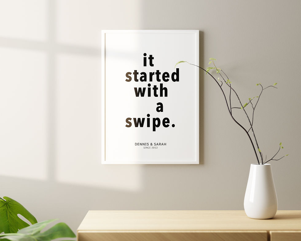 Miniaturbild: it started with a swipe ❤ Personalisiertes Liebes Poster