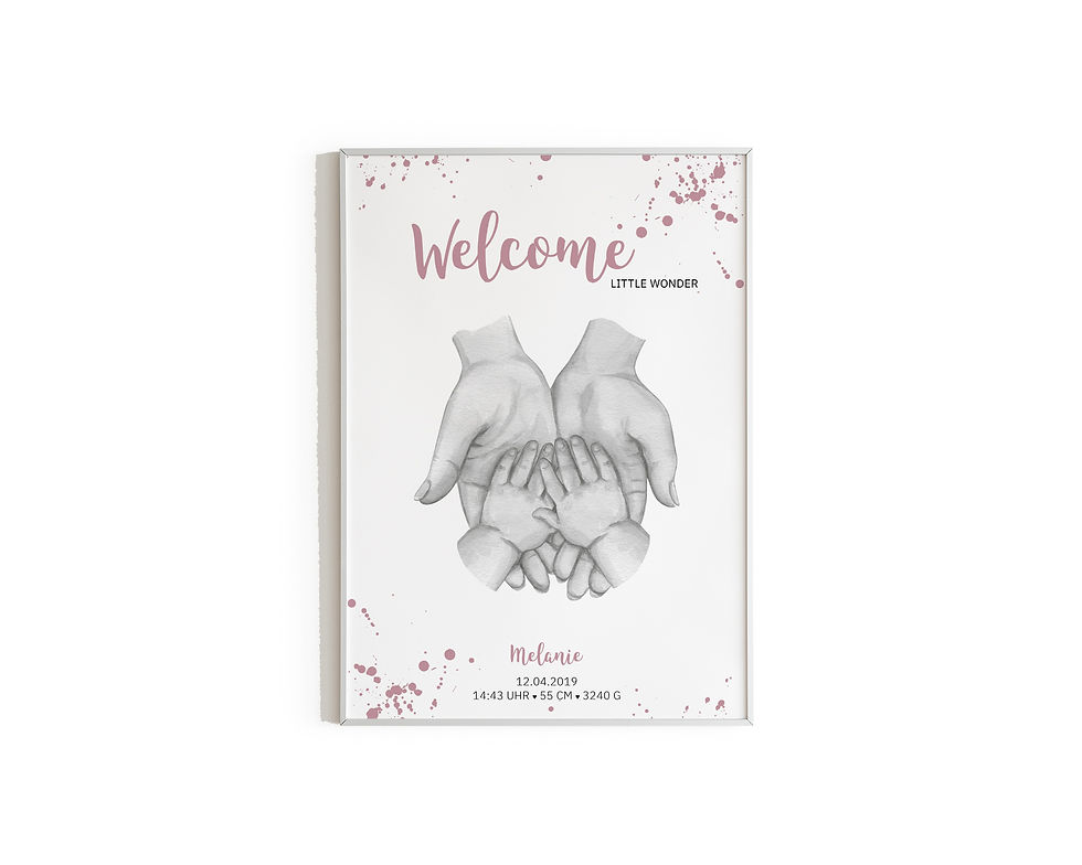Miniaturbild: Geburtsposter Welcome Little Wonder ❤ Personalisiertes Baby-Poster