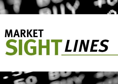 Market Sightlines logo with blurred stock ticker background